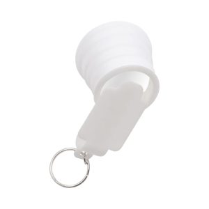 A white smartphone torch with a keyring attachment, featuring a compact, collapsible design.