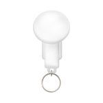A white smartphone torch with a circular head and a keyring attachment.