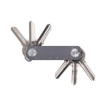 A keyring organiser featuring multiple silver keys and a clear measurement ruler. It has a simple, sleek design.