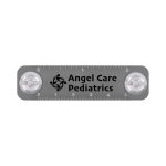 A grey Keyper Case with a ruler design and two circular ends, featuring a logo in the centre.