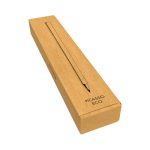 A bamboo pen in a kraft-style box, featuring a simple design and a logo on the packaging.
