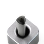 A grey eco stylus pen with a rounded tip, featuring a hexagonal metallic base and a minimalist design.