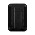 A black Wally Stand featuring a textured surface and a sturdy clip on the back.