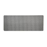 A desk mat in a rectangular shape with a textured gray surface, designed for office use.