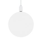 A round, white wireless charger with a connected cable. This product belongs to the Phone & Technology category.