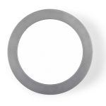 A sleek, circular aluminium wireless charger with a smooth surface, designed for fast charging of compatible devices.