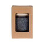 A reusable coffee cup with a dark RPET band, packaged in a cardboard box with a clear viewing window.