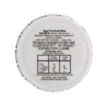 A mint tin with a white lid containing sugar-free breath mints. The bottom includes nutritional information and ingredients.