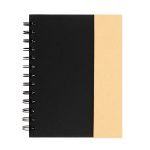 A Trek Notebook featuring a black cover with a contrasting tan section, spiral binding on the side.