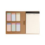A Daily Note Planner featuring a brown cover with a notepad and six sticky note tabs labeled for each day of the week.