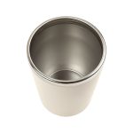 A double wall coffee cup in stainless steel featuring a sleek, cylindrical design and a smooth interior.