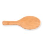 A bamboo hair brush with a smooth, rounded design suitable for health and personal grooming.