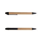 A cardboard pen with a natural brown body and black accents. It features a clip for easy attachment.