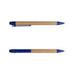 A blue pen with a cardboard barrel and a clip, displayed from two angles on a white background.