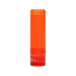 A lip balm stick in a bright orange tube, designed for health and personal care.