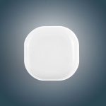 A white cube-shaped lip balm container with rounded edges, featuring a smooth surface and a minimalistic design.