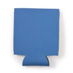 A drink bottle insulator in a solid blue color, designed to keep beverages cold.