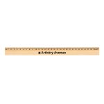 A wooden ruler measuring 30cm, featuring black branding and a light wood finish.