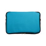A cooler bag in a bright turquoise color with a zippered closure.