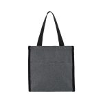 A cooler bag in dark grey with black accents, featuring a front pocket and adjustable straps.