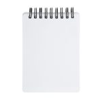 A pocket-sized notebook with a spiral binding and blank pages.