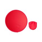 A red round item with a matching smaller pouch, designed for easy storage.