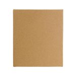 A large, plain, square cardboard box with a textured surface, designed for packaging.