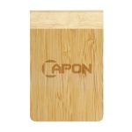 A bamboo notebook featuring a natural wood finish and a simple, elegant design.