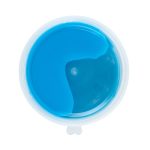 A container of blue Crazy Bouncing Putty.