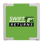 A green box featuring the logo for a product named "Swift Tax Returns."