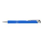 A Napier Pen in a vibrant blue color with silver accents and a sleek, modern design.