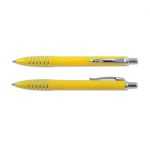 A yellow Titan Pen with a shiny silver clip and grip design. The pen features a bold plastic exterior.