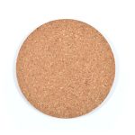 A round cork coaster with a natural texture, designed for protecting surfaces from drinkware.