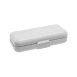 A Compact Pill Organiser in a sleek white design, featuring a secure closure.