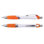 A set of Beat Pens in a sleek design featuring a white body with vibrant orange accents and chrome details.