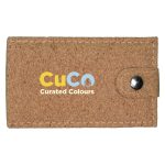 A cork manicure set featuring a brown exterior with a snap closure, displaying the logo "CuCo Curated Colours."