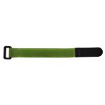 A green Rhino Travel Towel strap featuring a black textured end and a sturdy attachment loop.
