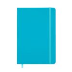 A vibrant turquoise Venture A5 Notebook featuring a smooth cover and a matching elastic closure.
