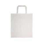 A short handle tote bag made of coloured cotton, featuring a plain design and two sturdy handles.