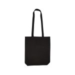 A black long handle bag made of coloured cotton, featuring a simple and spacious design.
