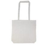 A plain beige tote bag with long handles and no visible branding or text.