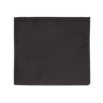 A reusable grocery bag in a solid black color, featuring a simple, sleek design.