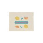 A foldable Calico tote bag featuring vibrant lemon and tea-themed graphics with the text "Love Lemon Tea."