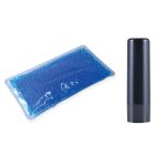 A blue gel pack and a black lip balm tube are featured in the Wellness Pack, designed for health and personal care.