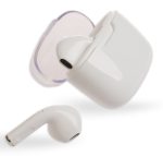 A pair of white Twista Earbuds with a charging case. One earbud is shown separately alongside the case.
