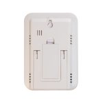 A white weather station device with slots for mounting and vents at the top. It features a clean, simple design.