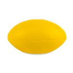 A yellow football stress reliever designed for fun and stress relief.