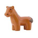 A brown horse-shaped stress reliever with a smooth finish and a slight darker brown marking on its mane.