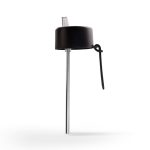A drink bottle cap for the Zara 1 Litre Steel Bottle, featuring a sleek black design and a metal straw attachment.