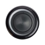 A drink bottle with a black exterior and a flip straw lid, viewed from above. It features a smooth interior.